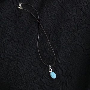 Happy hour Larimar/Amber pendant rope necklace.